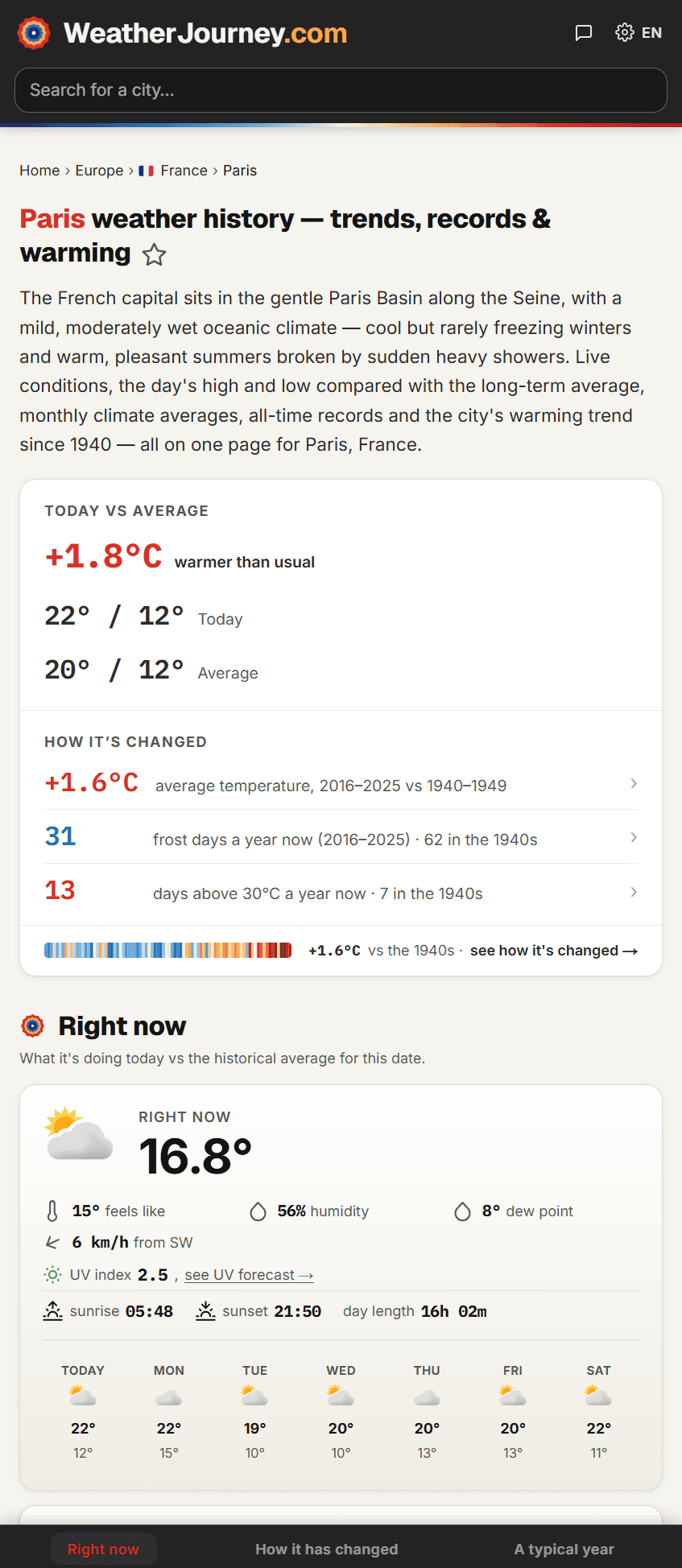 Weather Journey app screenshot