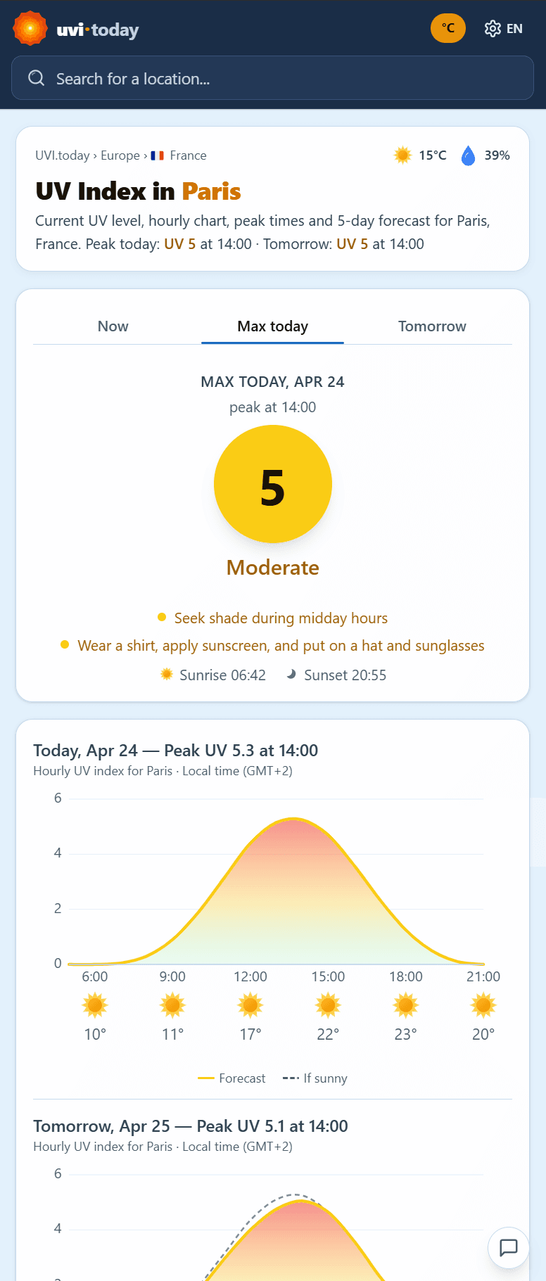UVI Today app screenshot